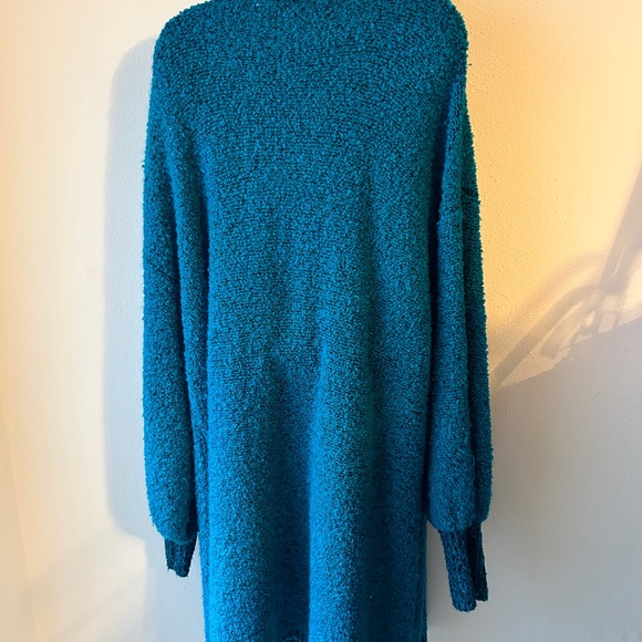 FOCAL POINT LONG SWEATER JACKET TURQUOISE 3X - Picture 2 of 4